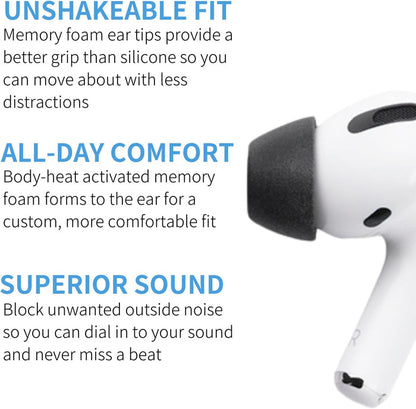COMPLY Foam Ear Tips for Apple AirPods Pro Generation 1 & 2 Ultimate Comfort Unshakeable Fit Small 3 Pairs