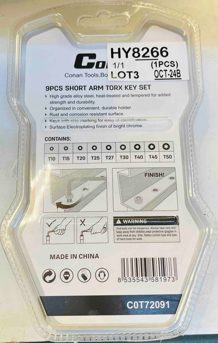 CONAN-Short Arm Torx Key Set/ 9pc