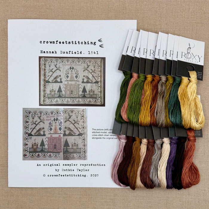 Crowsfeetstitching - Hannah Bonfield, 1841 - Booklet Chart and/or Roxy Floss Pack