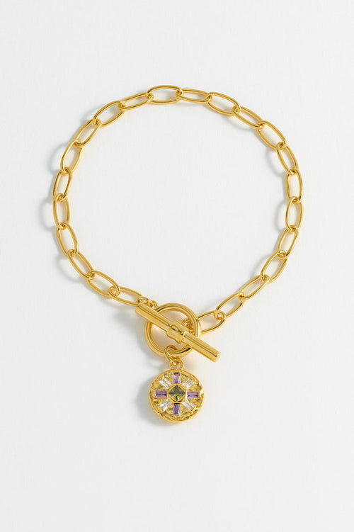 CZ Flower T-Bar Bracelet