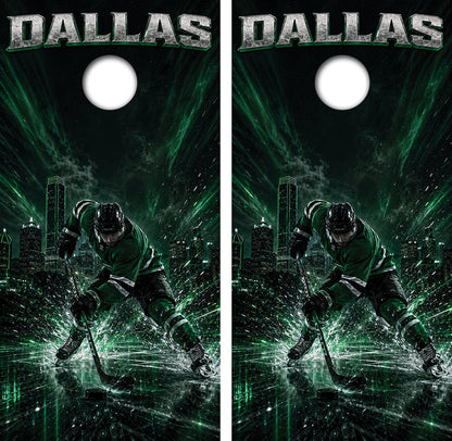 Dallas Stars Inspired Cornhole Design