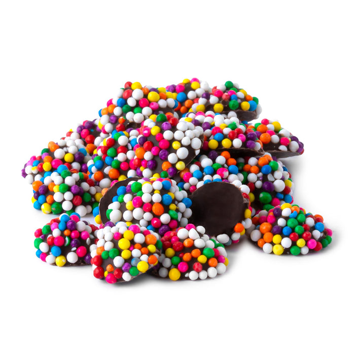 Dark Chocolate Mini Nonpareils Candy with Rainbow Seeds - 10 LB