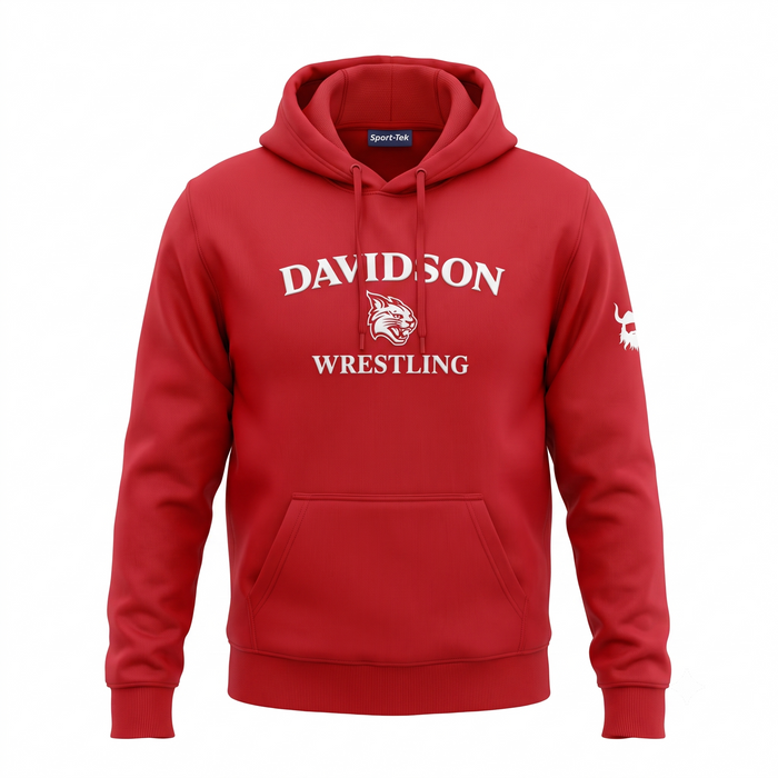 Davidson Logo Wrestling Red Blend Hoodie
