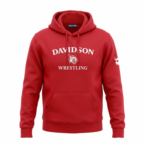 Davidson Logo Wrestling Red Blend Hoodie