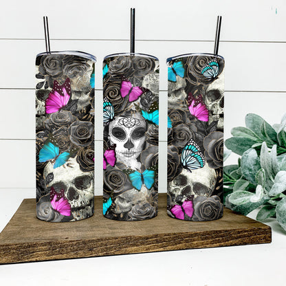 Day of The Dead Sugar Skulls Skinny Tumbler