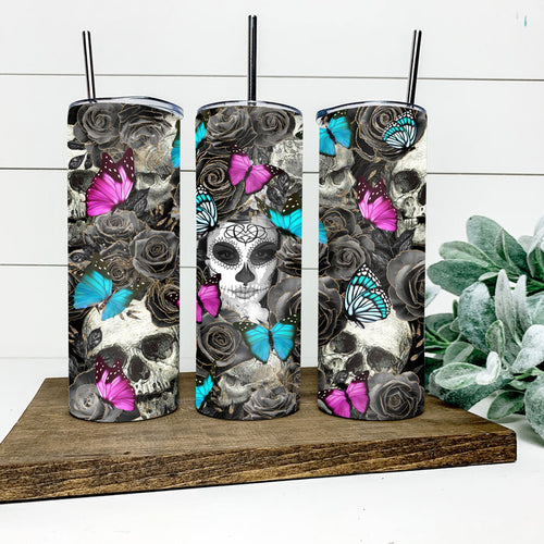 Day of The Dead Sugar Skulls Skinny Tumbler