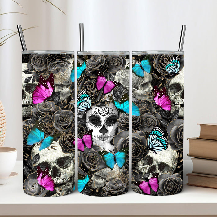 Day of The Dead Sugar Skulls Skinny Tumbler