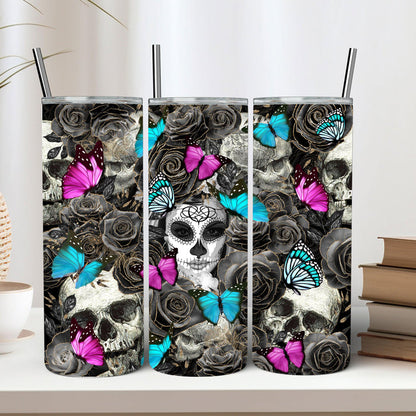 Day of The Dead Sugar Skulls Skinny Tumbler
