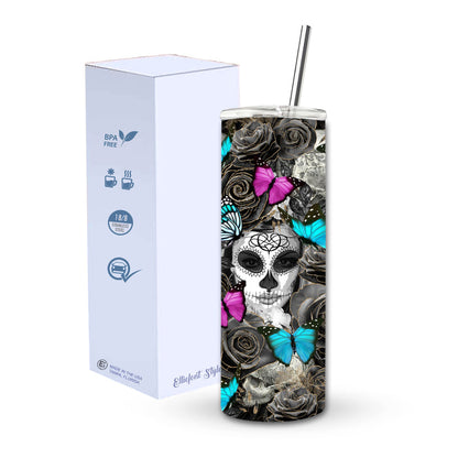 Day of The Dead Sugar Skulls Skinny Tumbler
