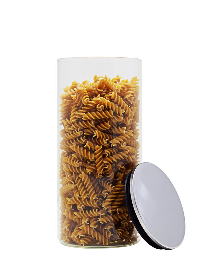 Decadent Borosilicate 3 Piece Canister With Silver Lid - Clear