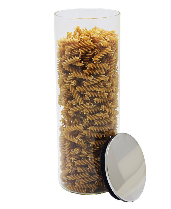 Decadent Borosilicate 3 Piece Canister With Silver Lid - Clear