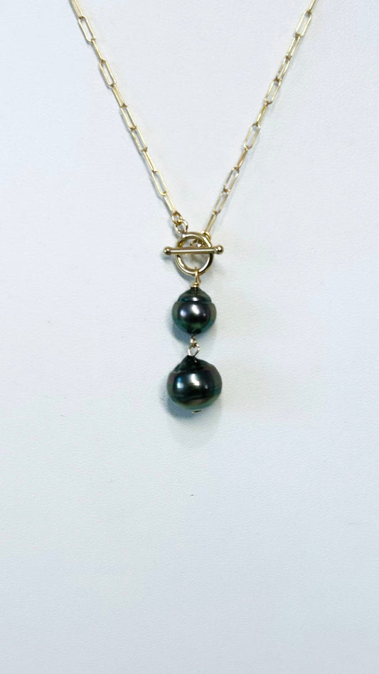 Double toggle necklace - Tahitian