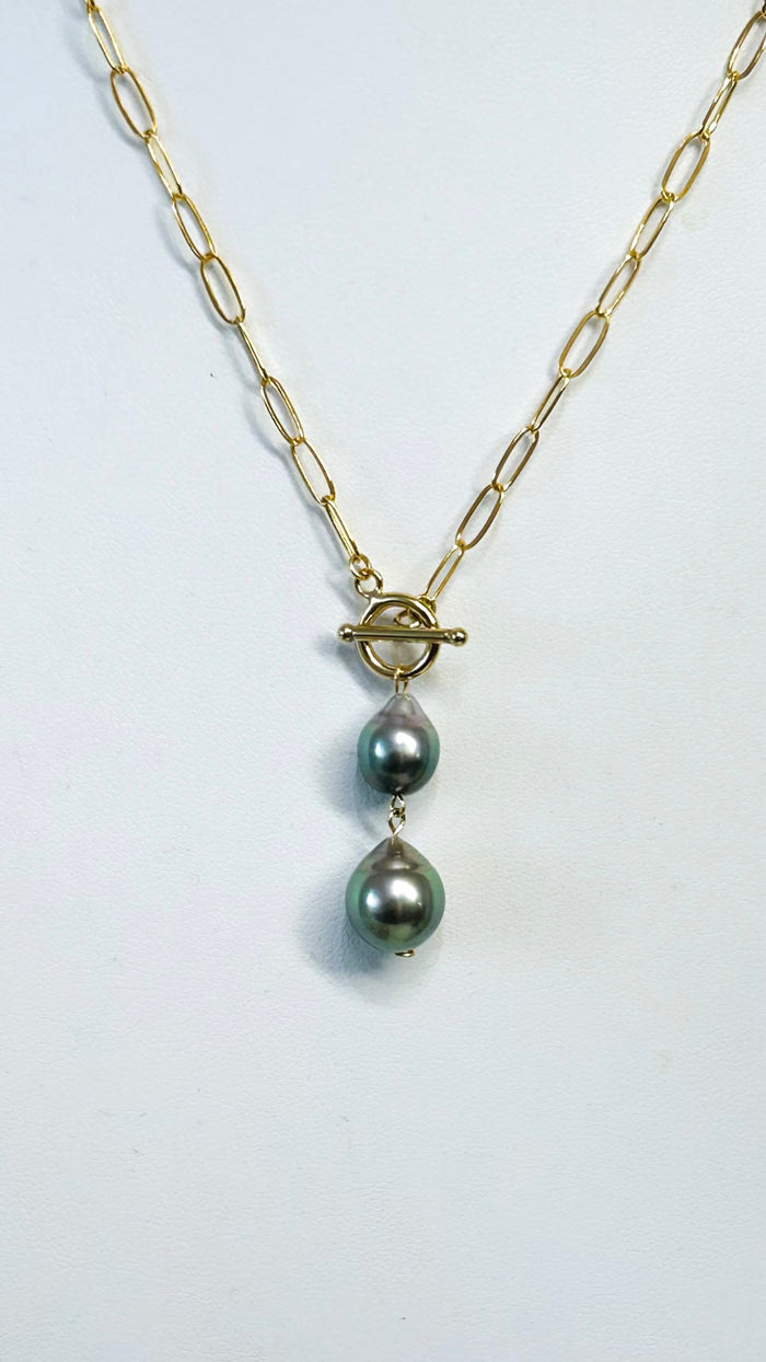 Double toggle necklace - Tahitian