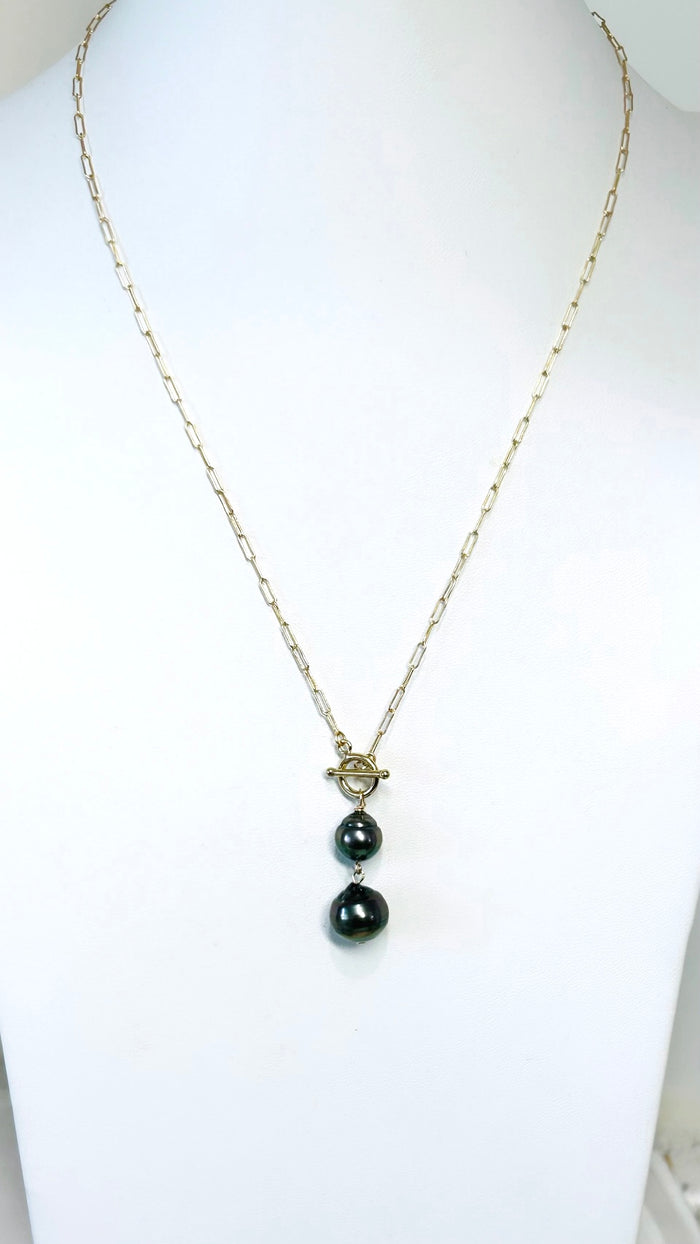 Double toggle necklace - Tahitian