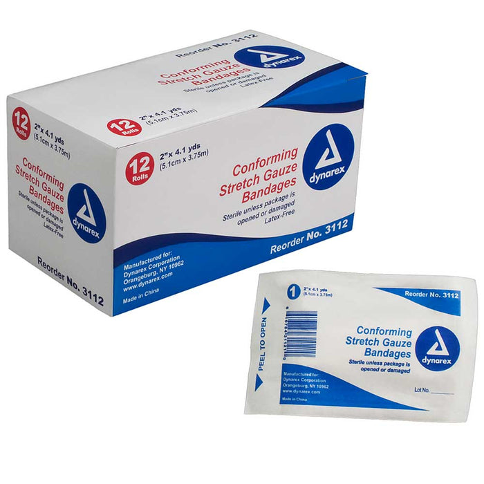 Dynarex Conforming Bandage - 2 x 4 1/10 yds, Box of 12 70601146