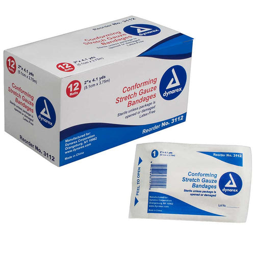 Dynarex Conforming Bandage - 2 x 4 1/10 yds, Box of 12 70601146