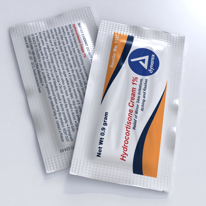 Dynarex Itch Relief 1% Strength Cream 0.9 Gram Individual Packets Box of 144 91042411