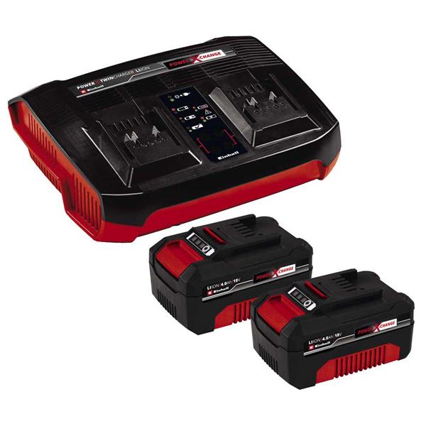 Einhell Power X-Change 2 x 18V 4Ah Batteries & Twin Charger Kit