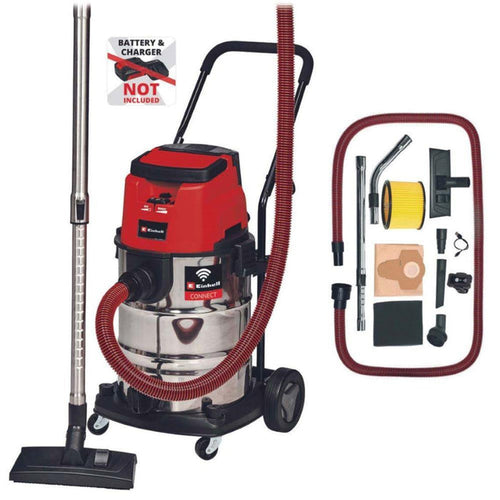 Einhell Power X-Change 36V Cordless 30 Litre Stainless Steel Wet and Dry Vacuum | Bare Unit