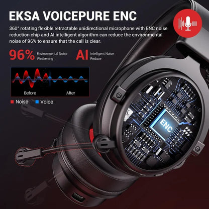 Gaming headset with a detachable microphone and noise-canceling technology.