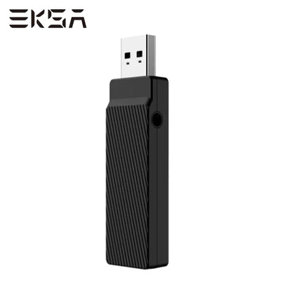USB flash drive with a textured black casing and visible USB connector.