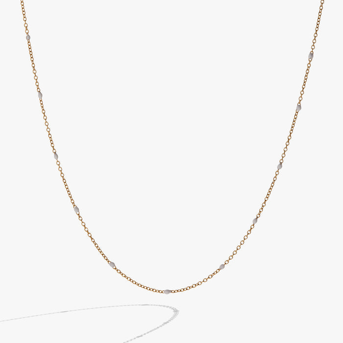 Enamel White Dot Chain Necklace