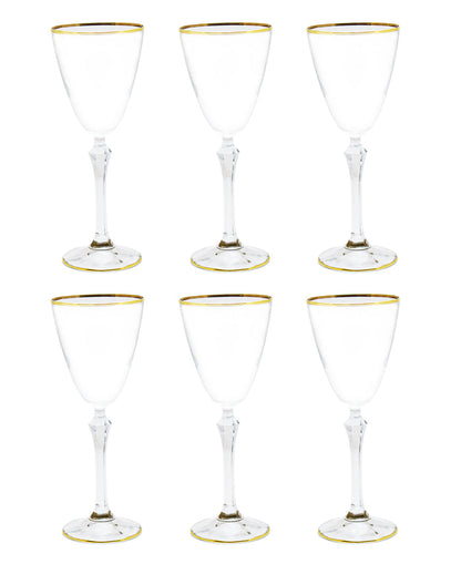 Enesco Gold Rim 6 Piece Wine Glass - Clear