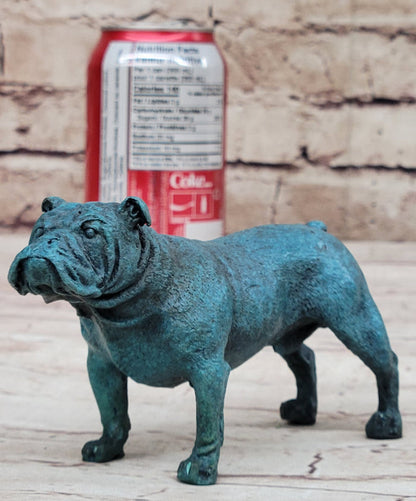 English Bulldog Bronze Metal Figurine Sculpture Original Art Collectible Blue Patina