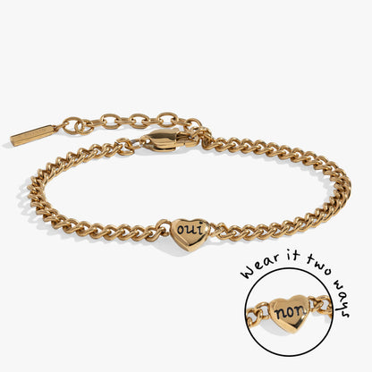 Engraved French 'Oui' & 'Non' Reversible Heart Bracelet
