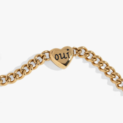 Engraved French 'Oui' & 'Non' Reversible Heart Bracelet