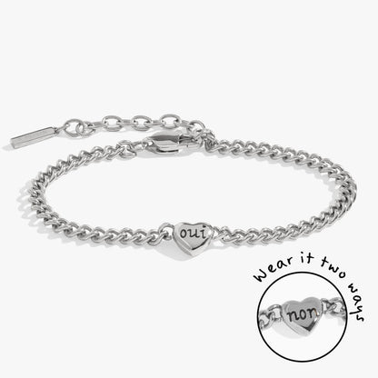 Engraved French 'Oui' & 'Non' Reversible Heart Bracelet