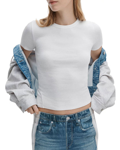Essential Rib Short Sleeve Crew-Tee Shirts-Uniquities
