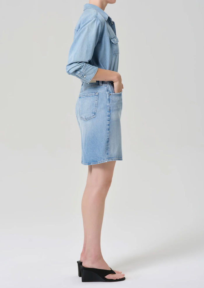 Etta Pencil Skirt-Denim-Uniquities
