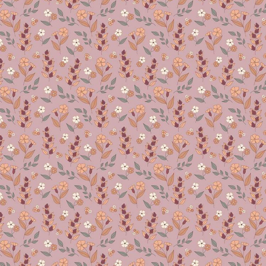 Evening on the Prairie Autumn Floral Mauve 1 Yard Cut