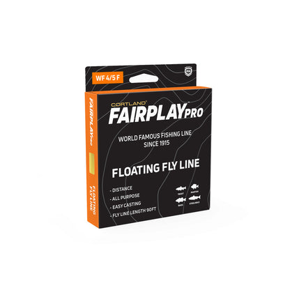 Fairplay Pro Floating Fly Line Box. The box is black and orange