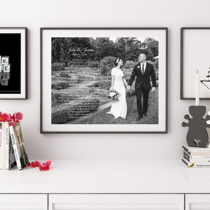 First dance song lyric print framed for first anniversary gift or quote of wedding vow print