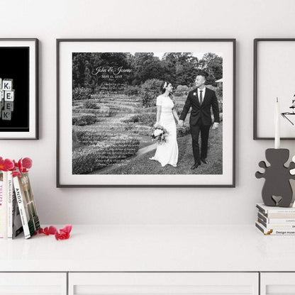 First dance song lyric print framed for first anniversary gift or quote of wedding vow print