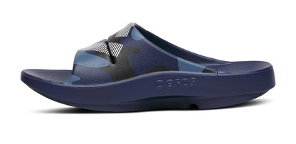 FJ X OOFOS OOahh Sport Slide Sandal - Navy Camo medial view