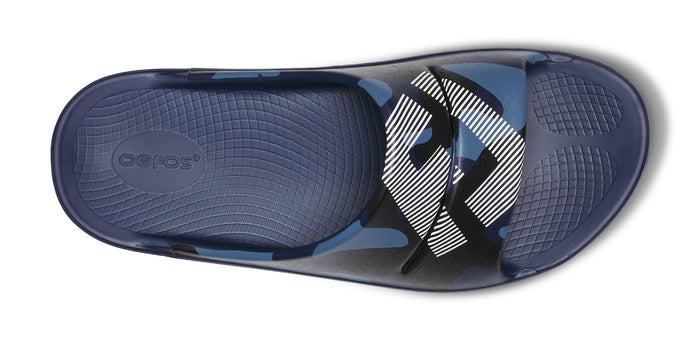 FJ X OOFOS OOahh Sport Slide Sandal - Navy Camo top view