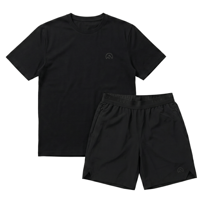Flux Junior's 2-Piece Co-Ord Set – Black   (T-Shirt & Shorts)