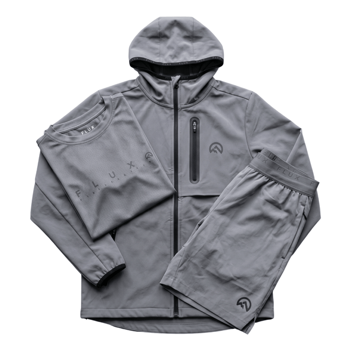 Flux Junior's 3 Piece Co Ord Set Slate Grey/Grey Jacket, T-Shirt & Shorts