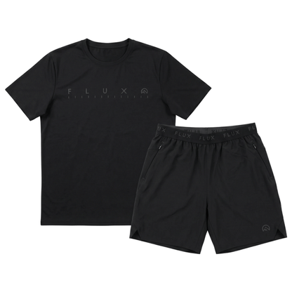 Flux Men's 2-Piece Co-Ord Set – Black   (T-Shirt & Shorts)