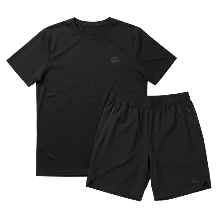 Flux Men's 2-Piece Co-Ord Set – Black   (T-Shirt & Shorts)