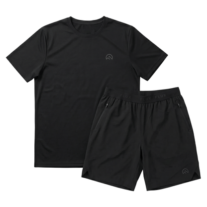 Flux Men's 2-Piece Co-Ord Set – Black   (T-Shirt & Shorts)