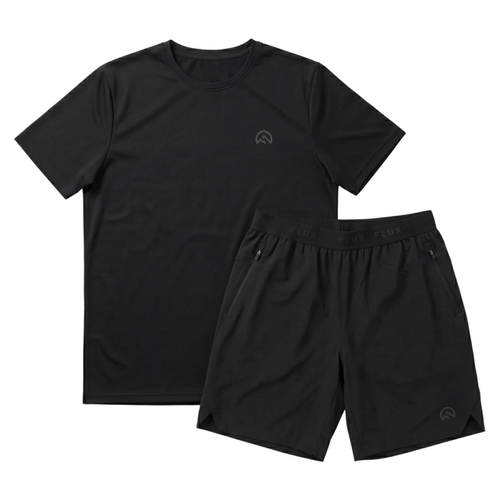 Flux Men's 2-Piece Co-Ord Set – Black   (T-Shirt & Shorts)