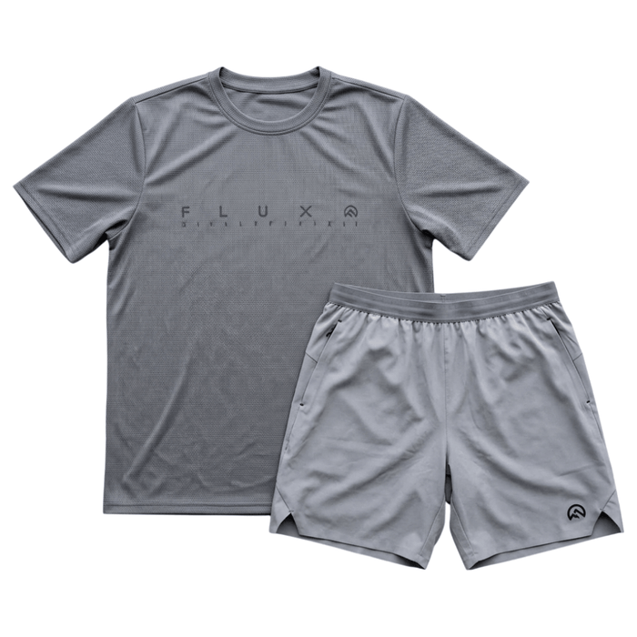 Flux Men's 2-Piece Co-Ord Set – Grey/Slate Grey   (T-Shirt & Shorts)