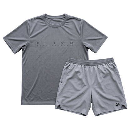 Flux Men's 2-Piece Co-Ord Set – Grey/Slate Grey   (T-Shirt & Shorts)