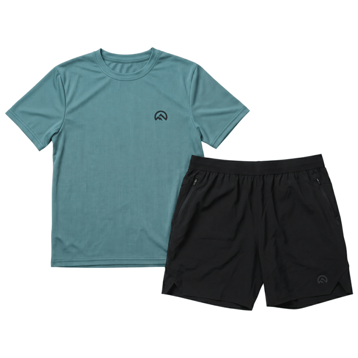 Flux Men's 2-Piece Co-Ord Set – Sage Green/Black   (T-Shirt & Shorts)