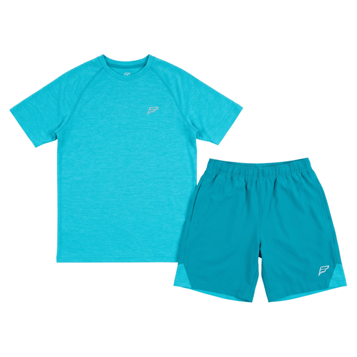 Frequency Junior's 2 Piece Co Ord Set Aqua T-Shirt & Shorts