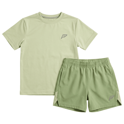 Frequency Junior's 2-Piece Co-Ord Set – Pastel Green   (T-Shirt & Shorts)